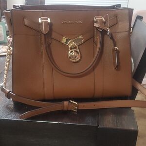 Michael Kors Tan Leather Satchel with Gold Accents